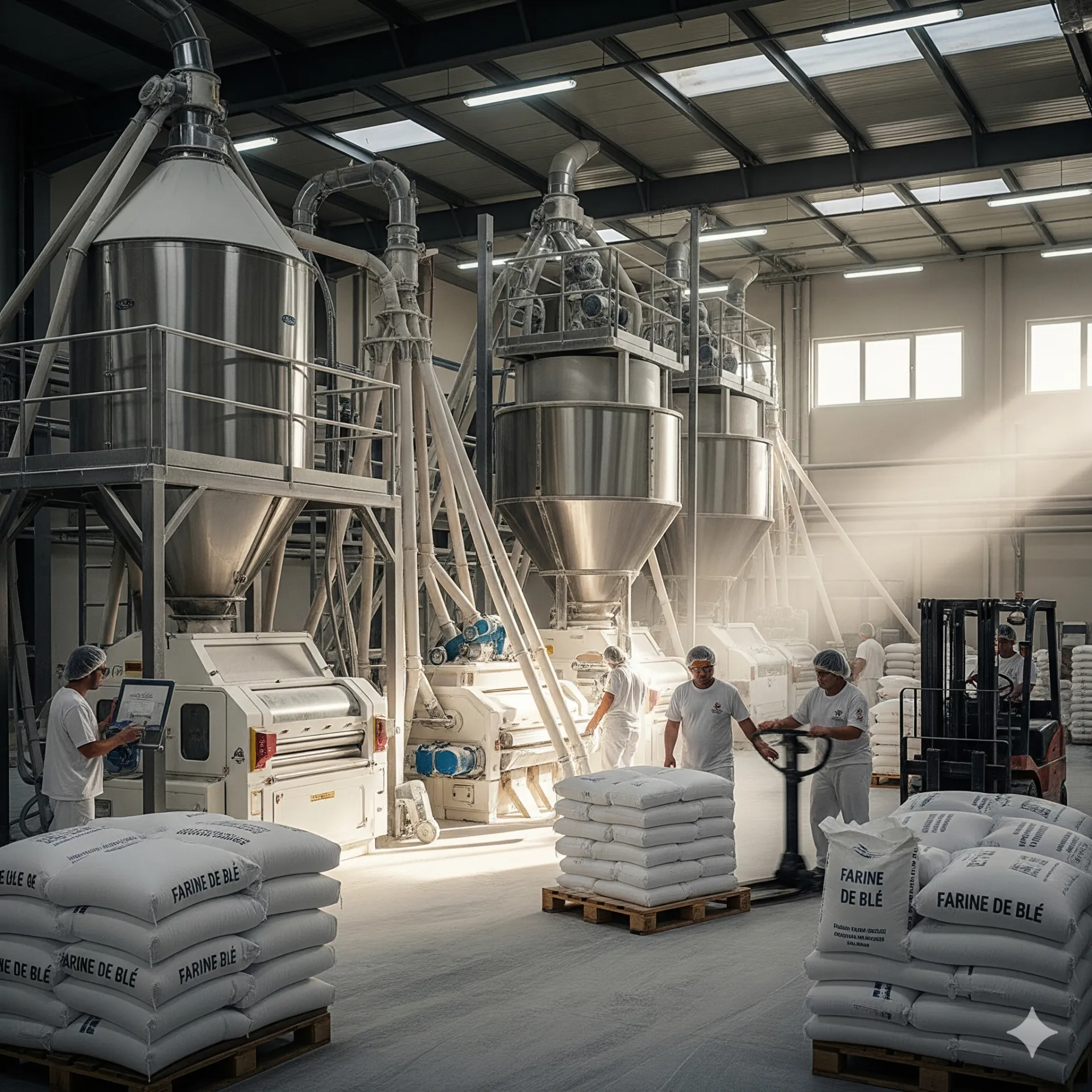 Usine de production de farine AUROVIA en Haïti avec des machines modernes